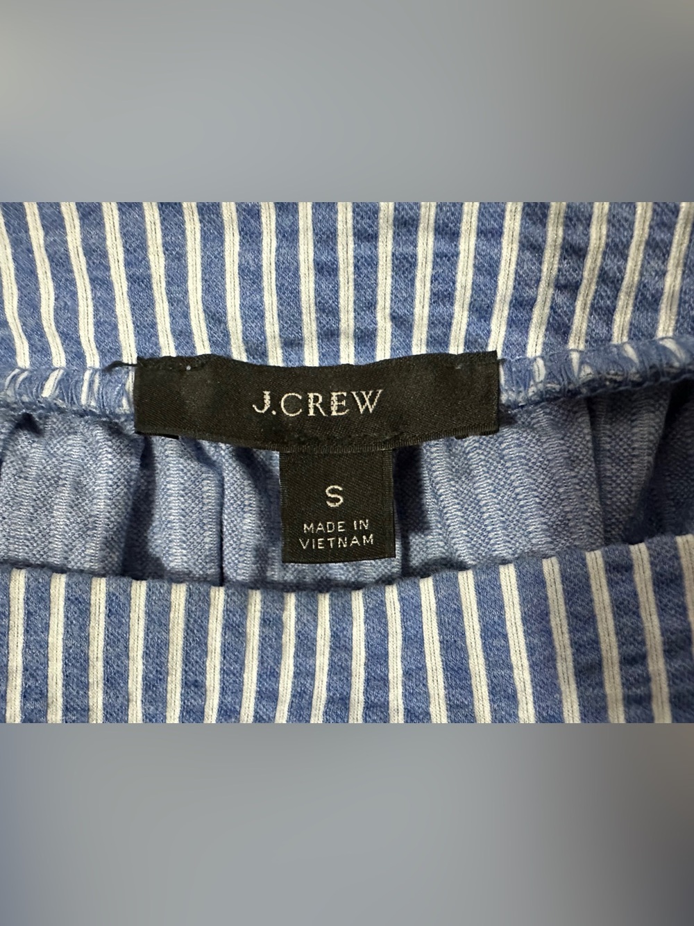 J.Crew Blue White Stripe Square Neck Puff Sleeve Blouse Top Small Boho - Picture 3 of 9
